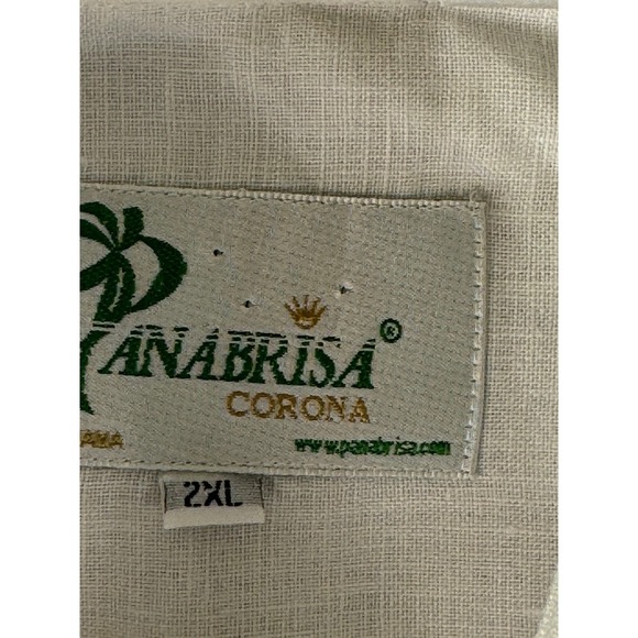 Panabrisa Corona Cubana Shirt 2XL Mens White Linen Guayabera Long‎ Sleeve Tropic - Picture 7 of 12